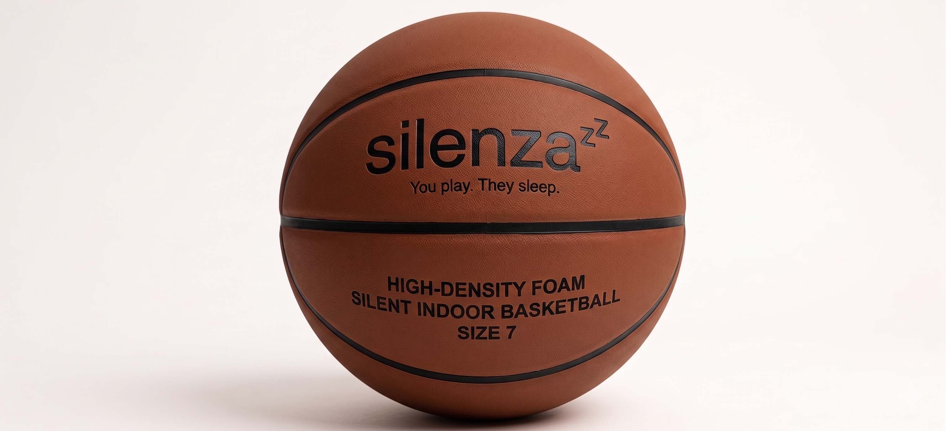 SILENZA Basketball Size 7 — Dual-Density PU Foam, Peach-Skin finish, 590g regulation weight